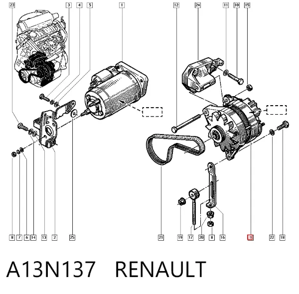 Alternador A13N137 Renault (RVI)