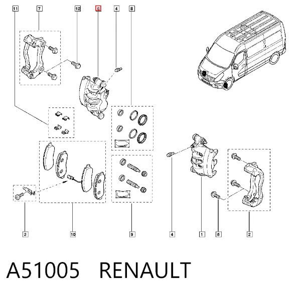 Pinza de freno delantera derecha A51005 Renault (RVI)