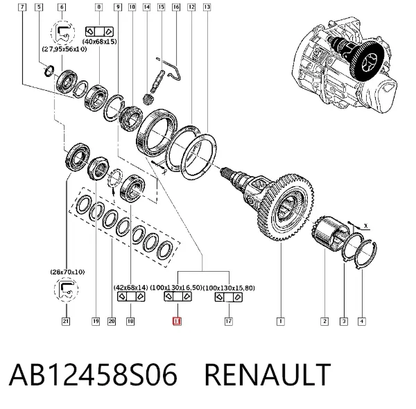 Rodamiento caja de cambios AB12458S06 Renault (RVI)