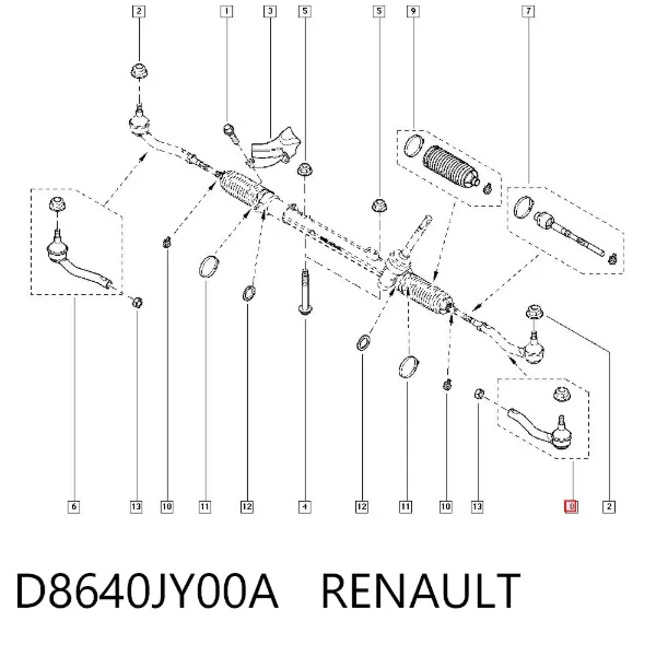 Rótula barra de dirección D8640JY00A Renault (RVI)