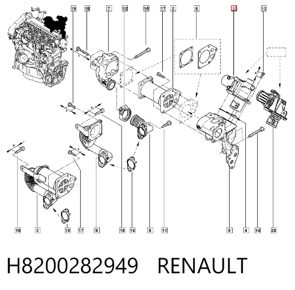 Válvula EGR H8200282949 Renault (RVI)