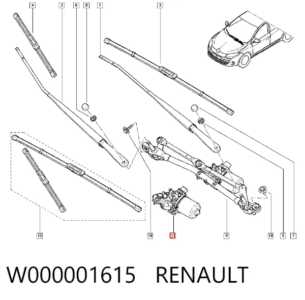 Motor limpiaparabrisas W000001615 Renault (RVI)