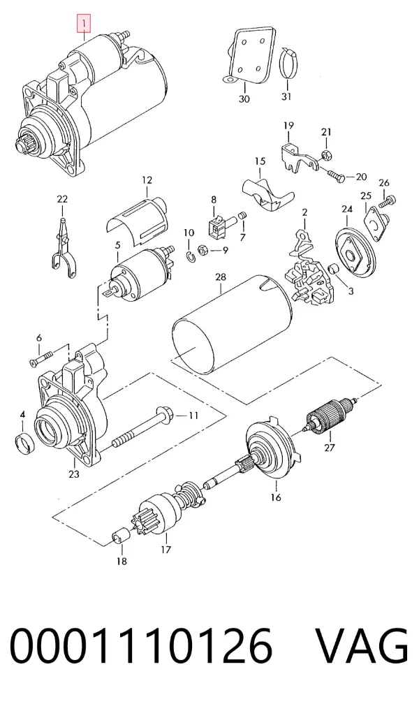 Motor de arranque 0001110126 VAG