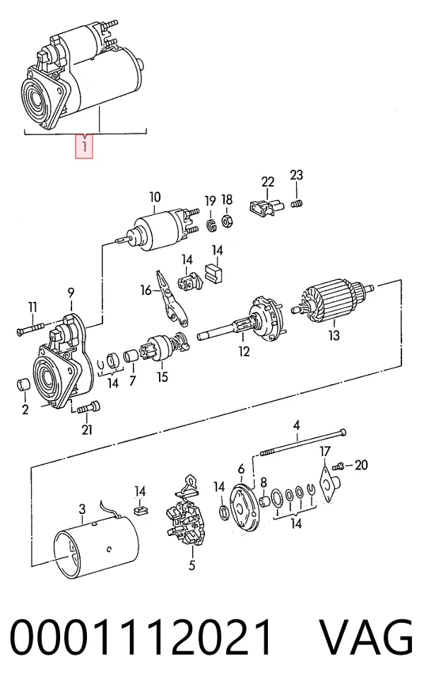 Motor de arranque 0001112021 VAG