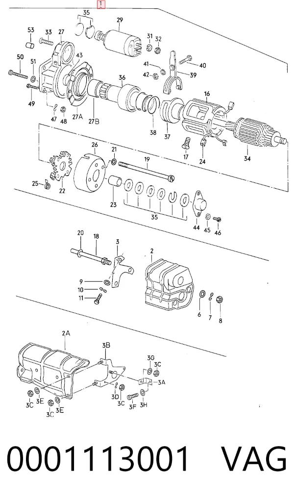 Motor de arranque 0001113001 VAG