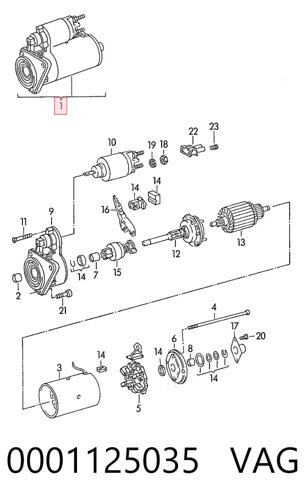 Motor de arranque 0001125035 VAG