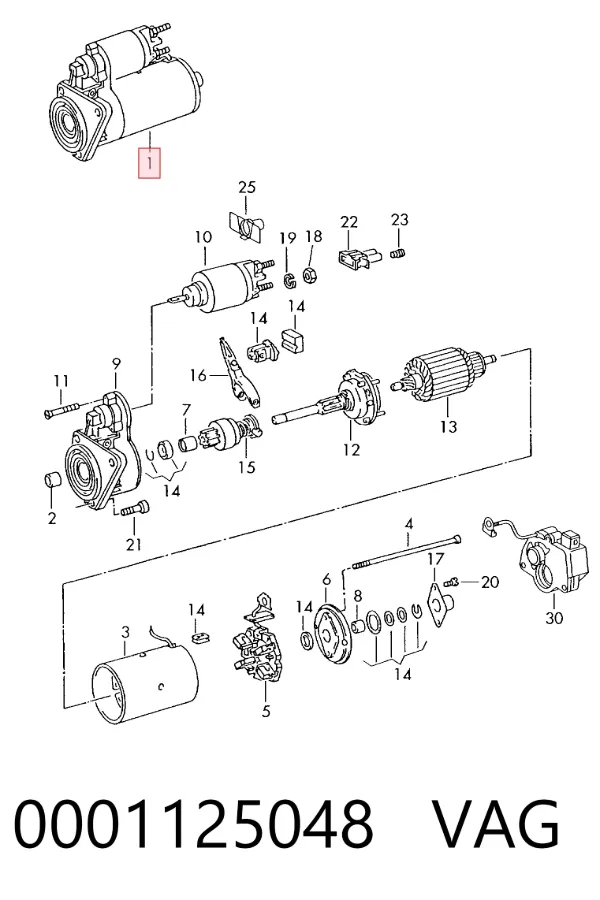 Motor de arranque 0001125048 VAG