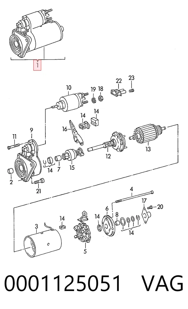 Motor de arranque 0001125051 VAG