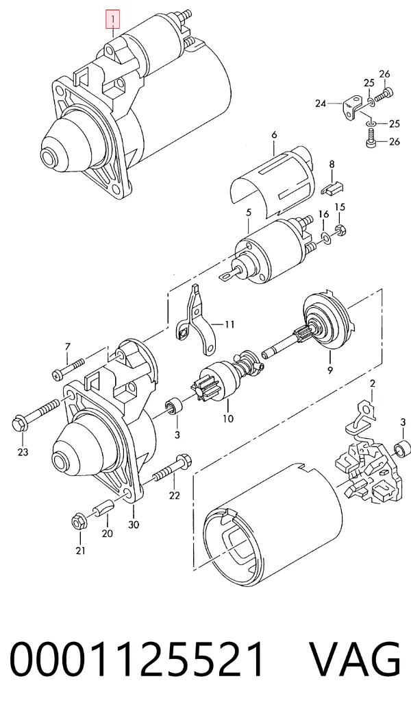 Motor de arranque 0001125521 VAG