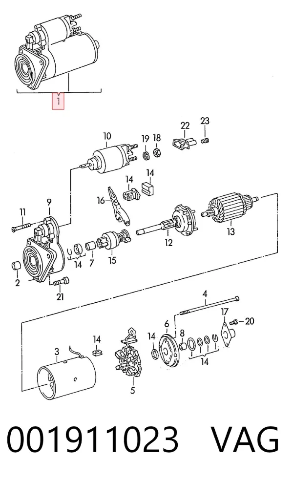 Motor de arranque 001911023 VAG