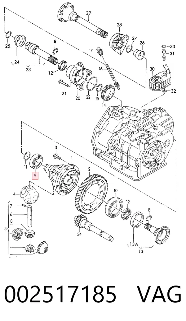 Rodamiento caja de cambios 002517185 VAG