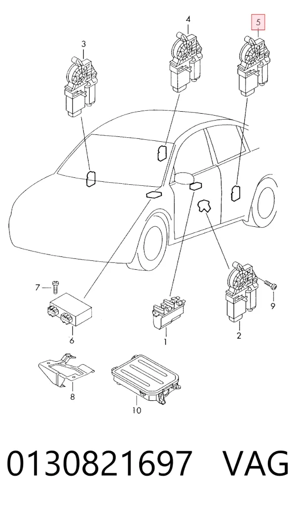 Motor del elevalunas de la puerta trasera izquierda 0130821697 VAG