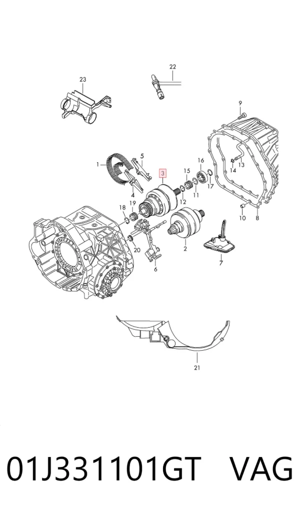 Eje secundario de la caja de cambios 01J331101GT VAG