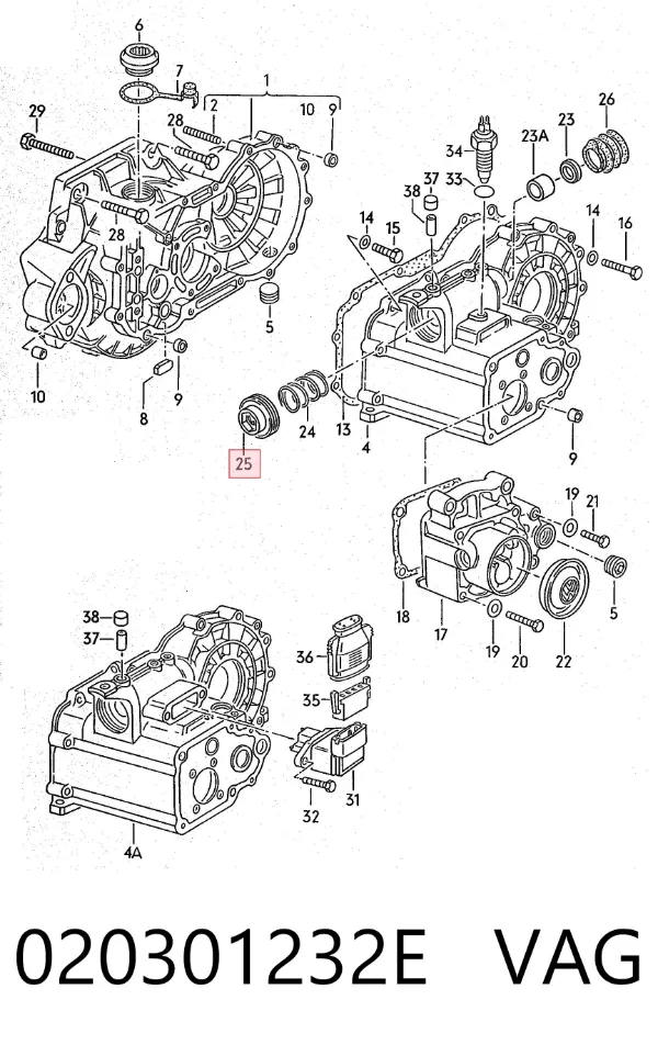 Tapón de la tapa trasera de la caja de cambios 020301232E VAG