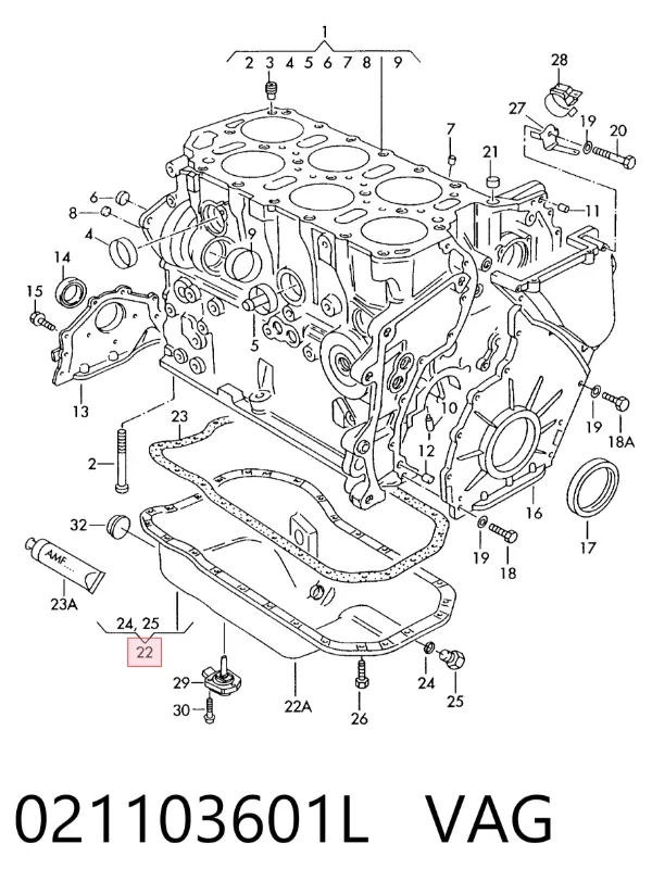 Cárter de aceite del motor 021103601L VAG