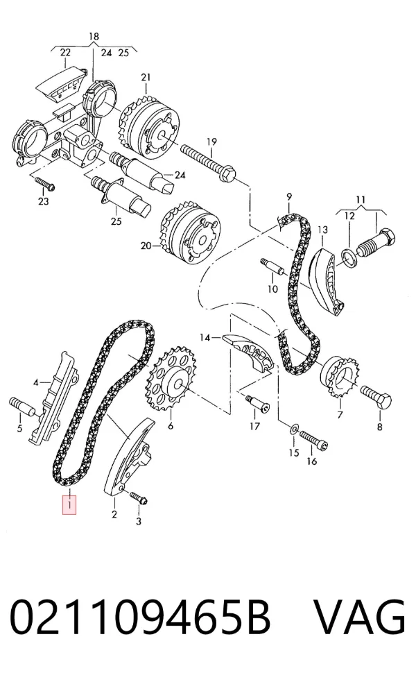 Cadena del árbol intermedio 021109465B VAG
