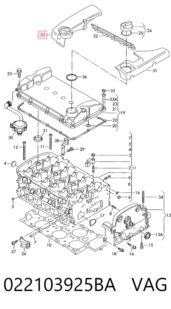 Tapa motor 022103925BA VAG