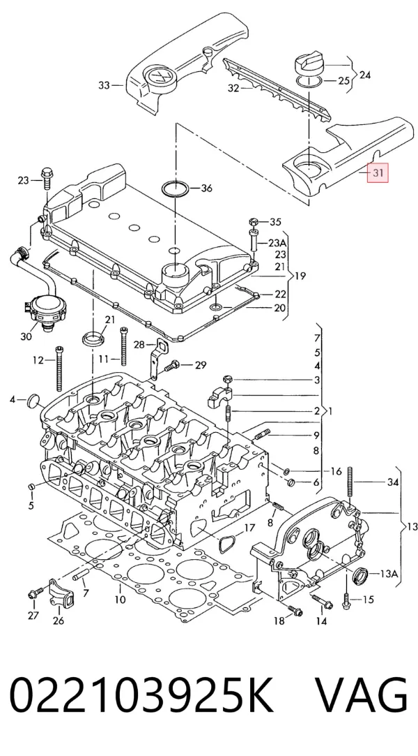 Tapa motor 022103925K VAG