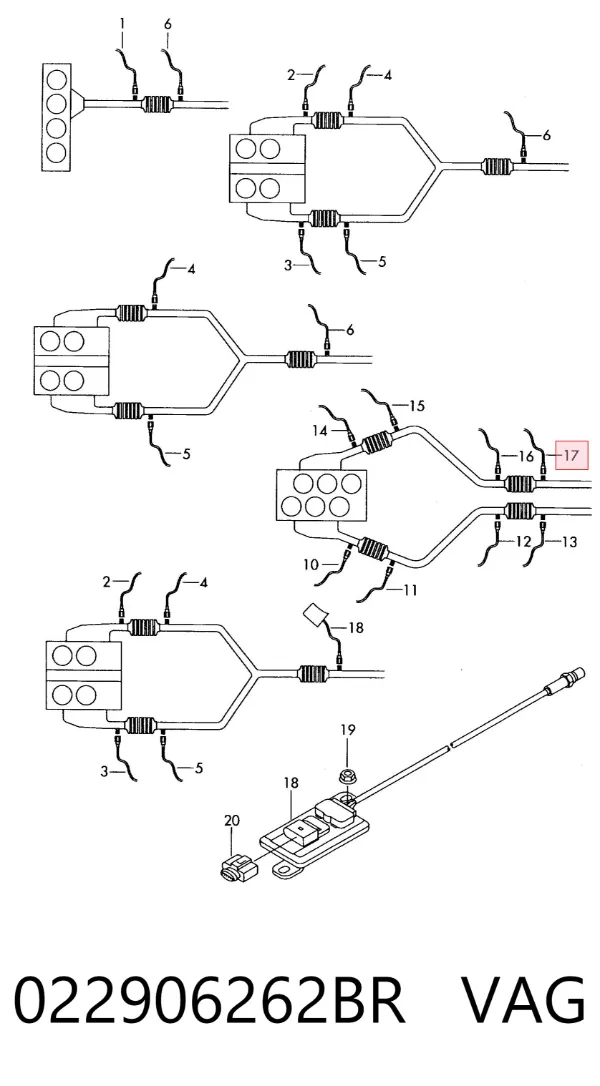 Sonda lambda, sensor de oxígeno antes del catalizador derecho 022906262BR VAG
