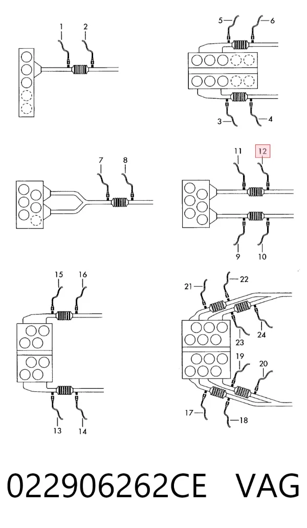 Sonda lambda, sensor de oxígeno después del catalizador izquierdo 022906262CE VAG