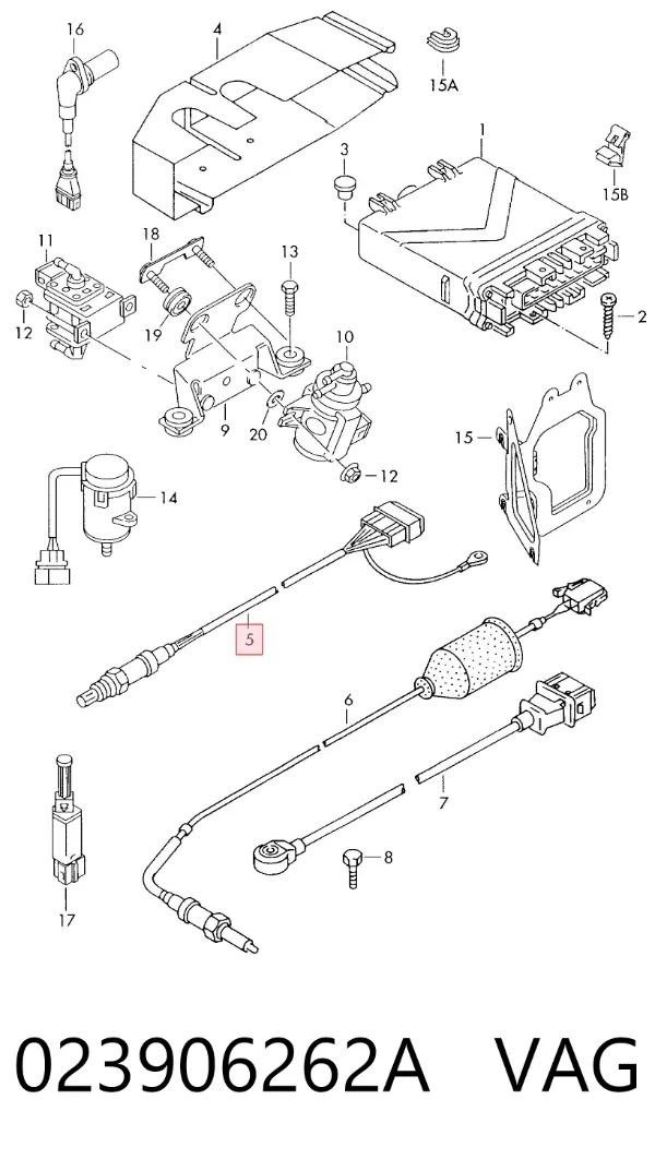 Sonda lambda, sensor de oxígeno después del catalizador izquierdo 023906262A VAG
