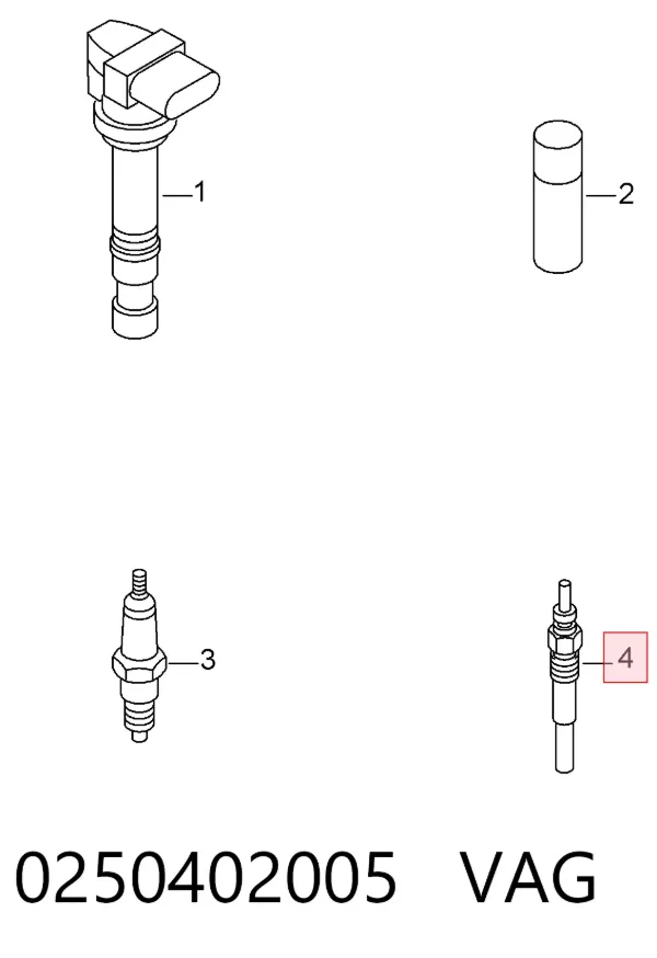 Bujía de precalentamiento 0250402005 VAG
