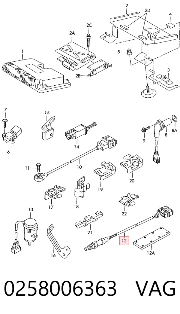 Sonda lambda de oxígeno posterior al catalizador 0258006363 VAG