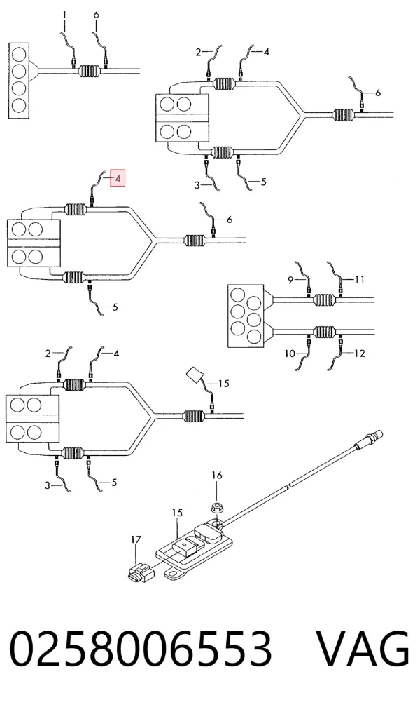 Sonda lambda, sensor de oxígeno después del catalizador derecho 0258006553 VAG