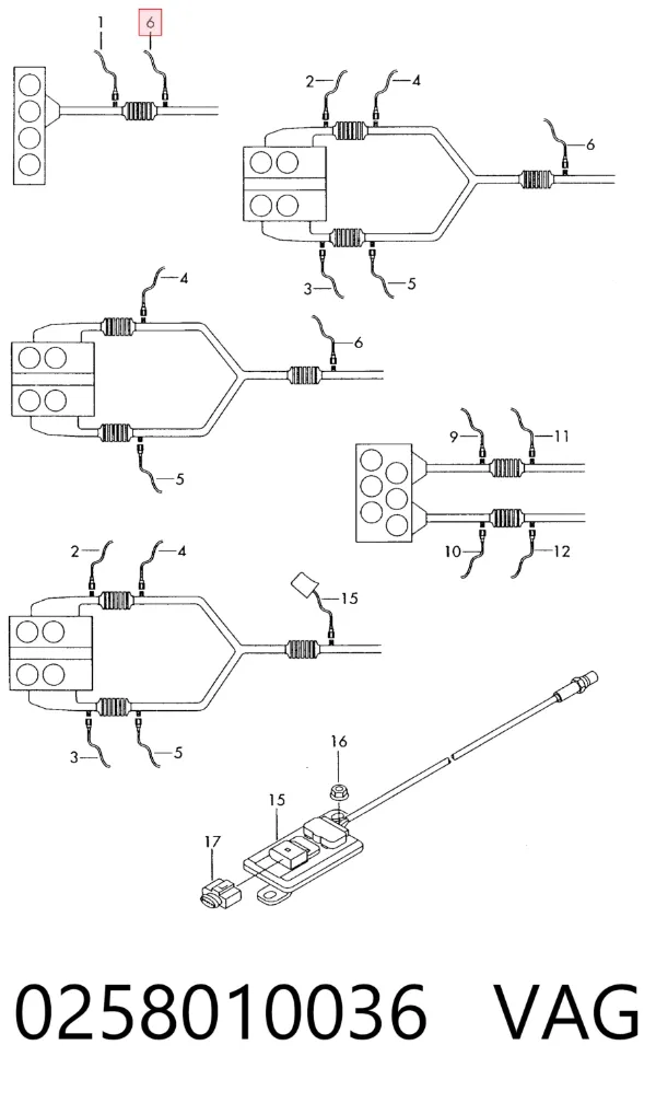 Sonda lambda de oxígeno posterior al catalizador 0258010036 VAG