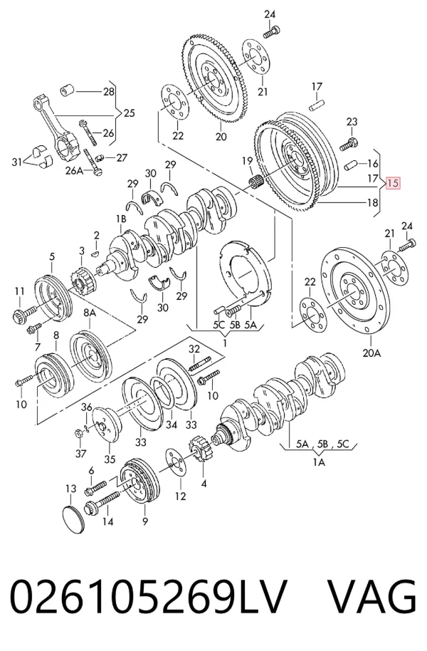 Volante motor 026105269LV VAG