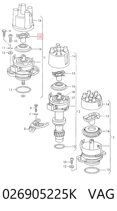 Rotor del distribuidor de encendido VAG 026905225K