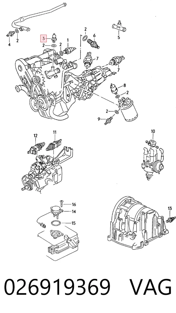 Sensor de temperatura 026919369 VAG