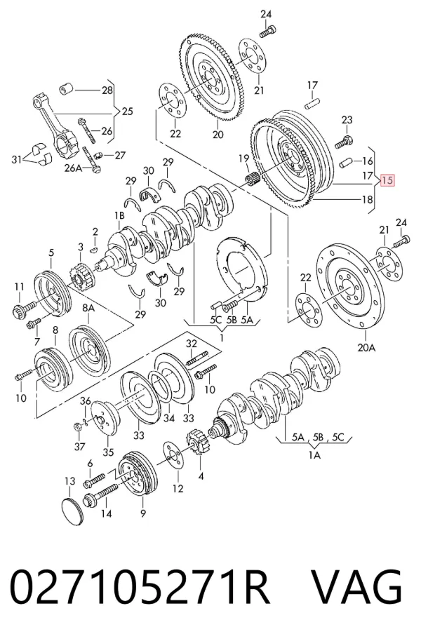 Volante motor 027105271R VAG