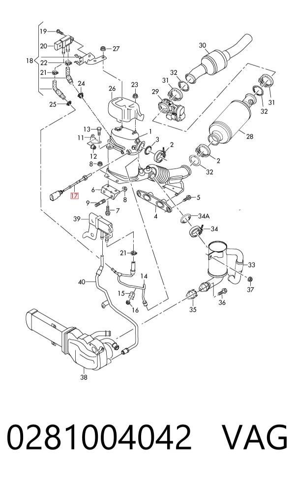 Sensor de oxígeno previo al catalizador 0281004042 VAG