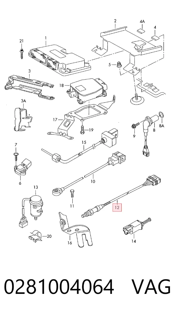 Sensor de oxígeno previo al catalizador 0281004064 VAG