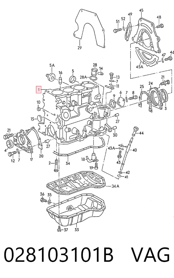 Bloque de cilindros del motor 028103101B VAG