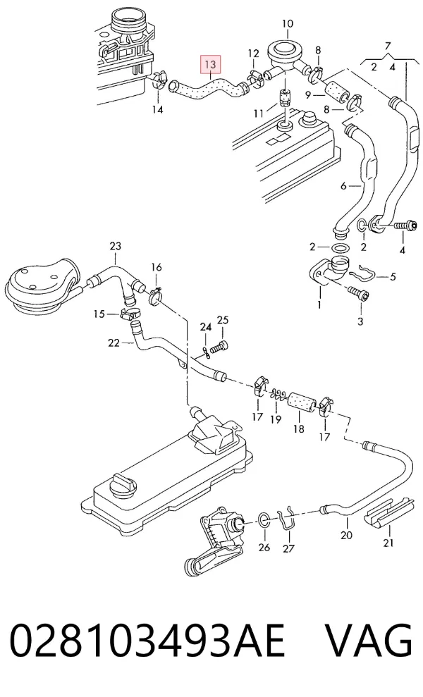 Tubo de ventilación del cárter 028103493AE VAG