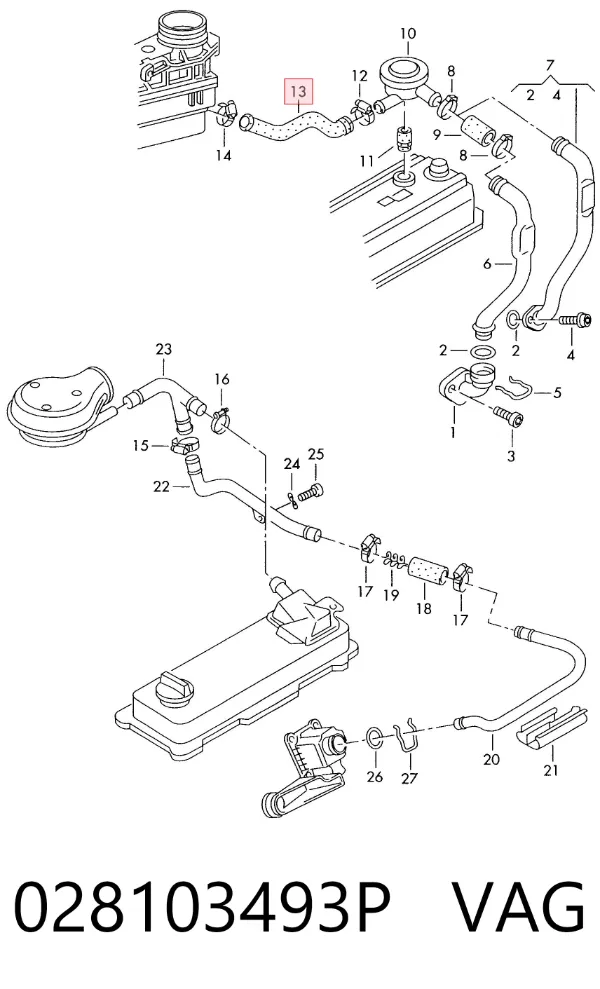 Tubo de ventilación del cárter 028103493P VAG