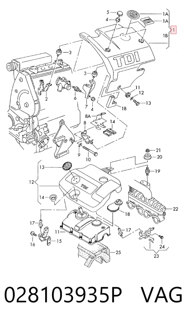 Tapa motor 028103935P VAG