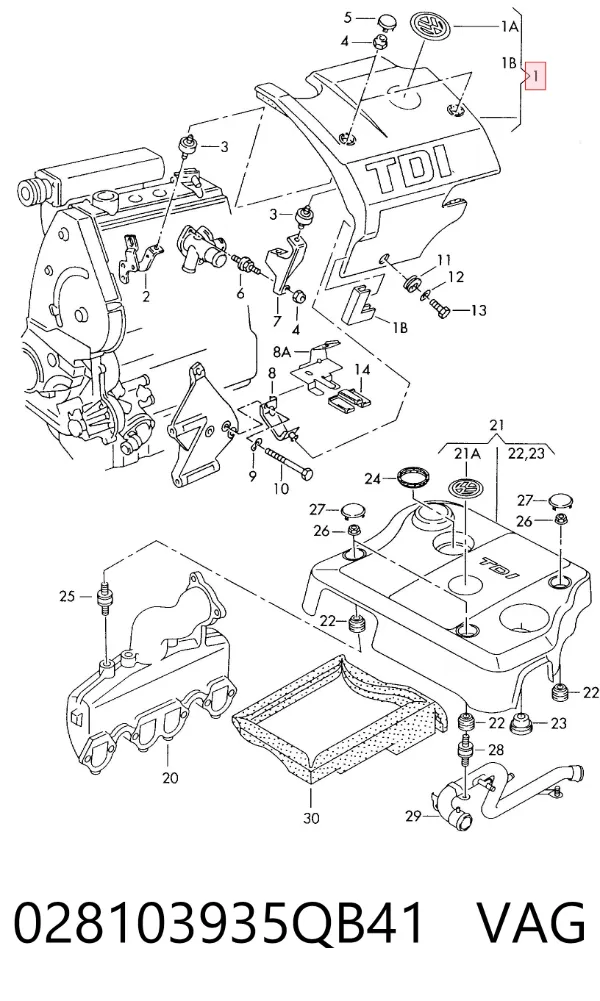 Tapa motor 028103935QB41 VAG
