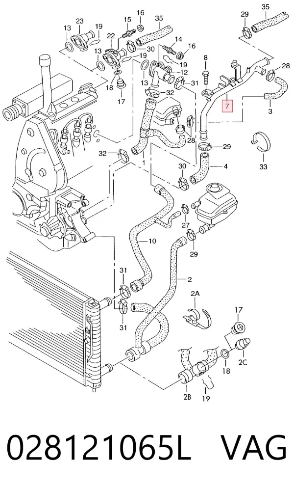 Manguera radiador 028121065L VAG