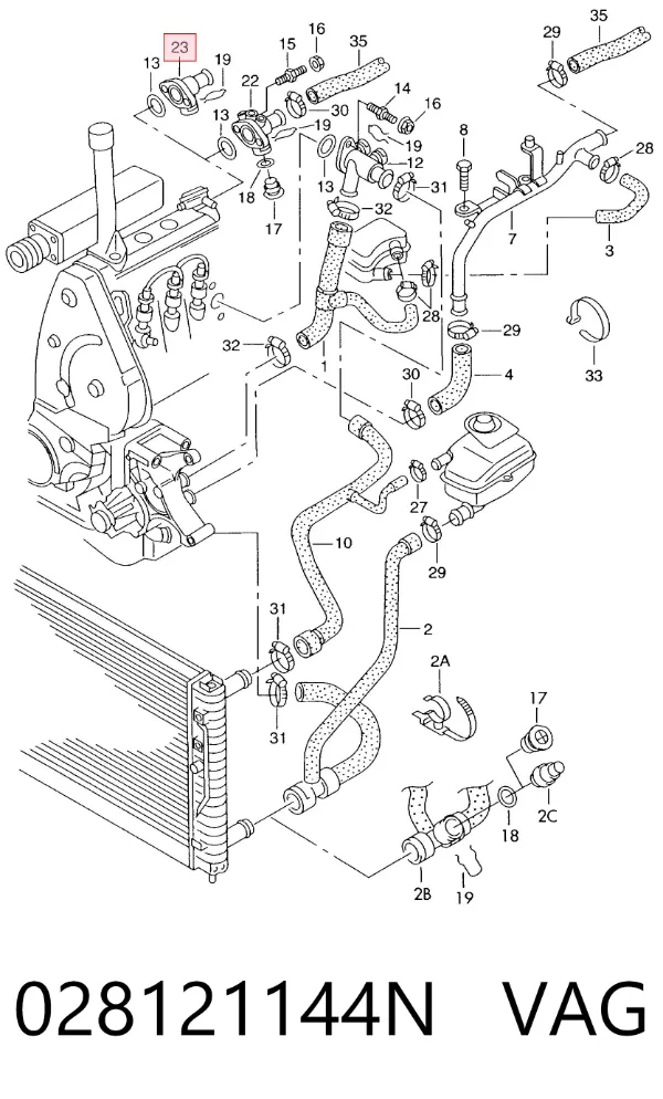 Brida del sistema de refrigeración (triple unión) 028121144N VAG