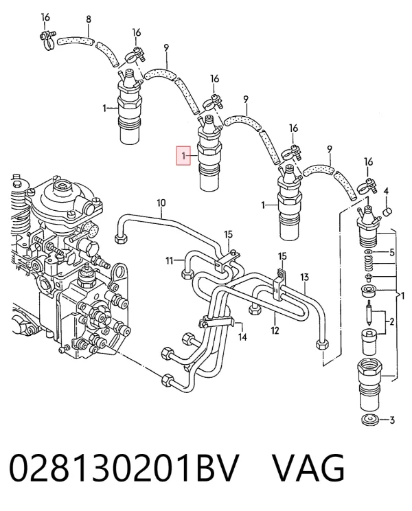 Inyector 028130201BV VAG