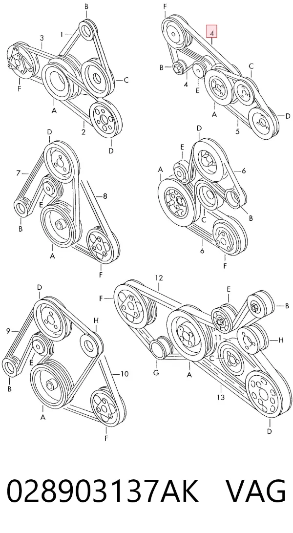 Correa de alternador 028903137AK VAG