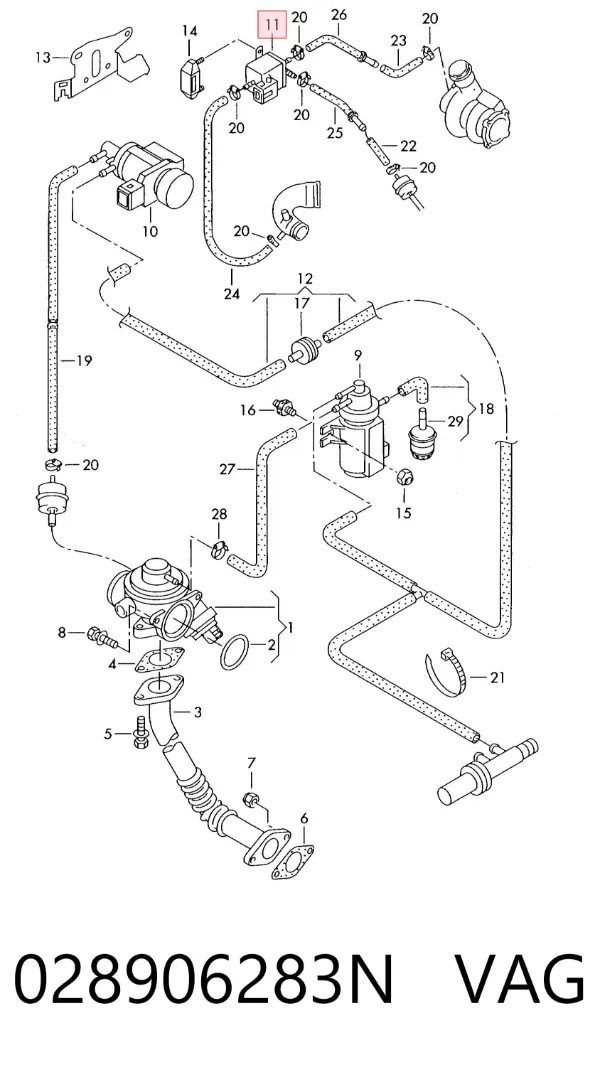 Válvula solenoide de control de presión de sobrealimentación 028906283N VAG
