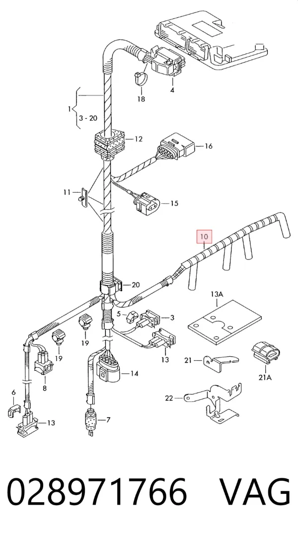 Cable de bujías de precalentamiento 028971766 VAG