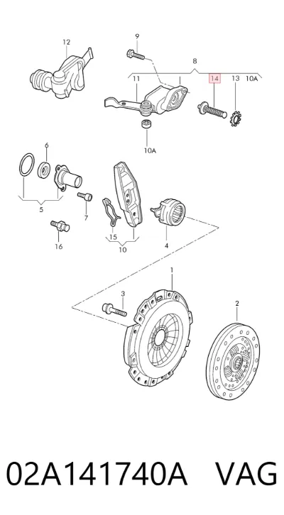 Eje de horquilla de embrague VAG 02A141740A