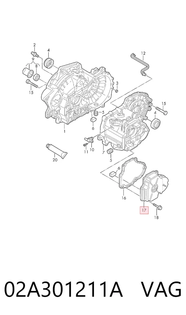 Tapa trasera de la caja de cambios 02A301211A VAG