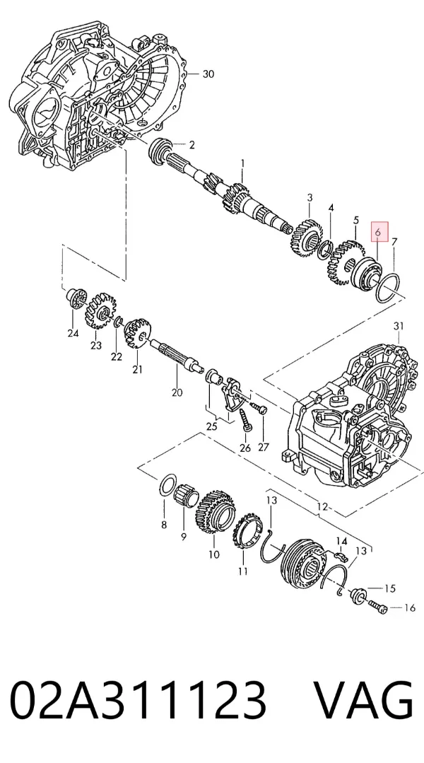 Cojinete, caja de cambios 02A311123 VAG