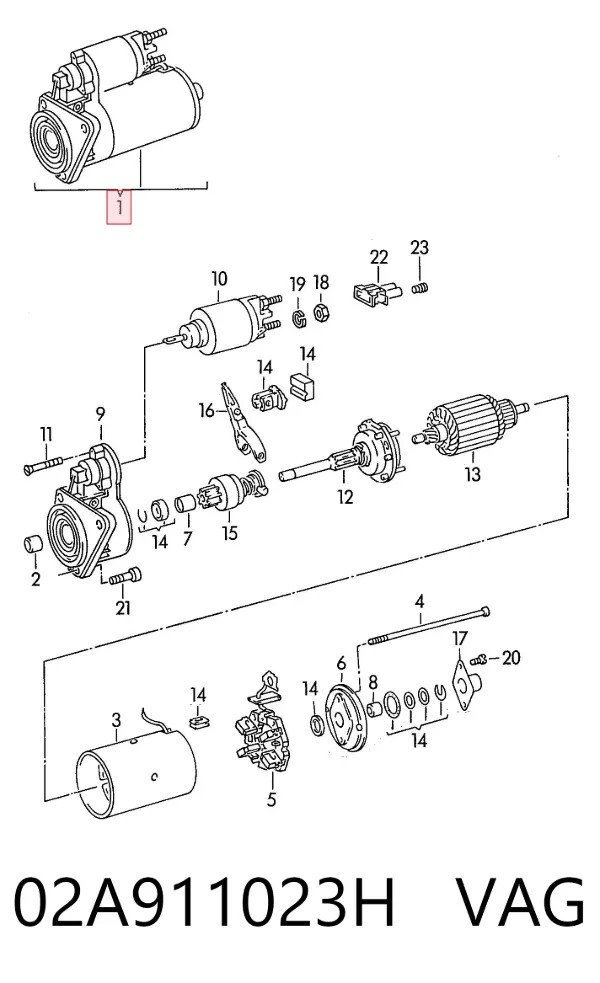Motor de arranque 02A911023H VAG